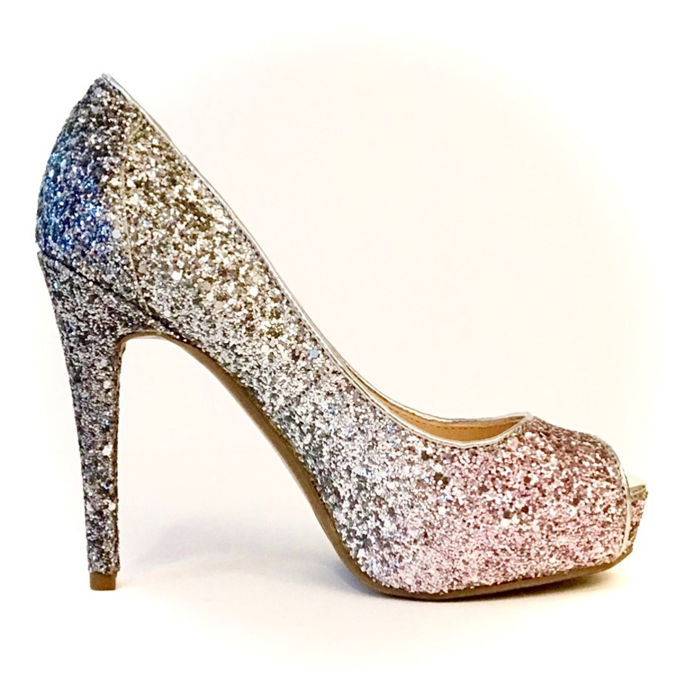 Marc Fisher “Harpley” Glitter Peep Toe Platform Pump - Picture 6 of 13